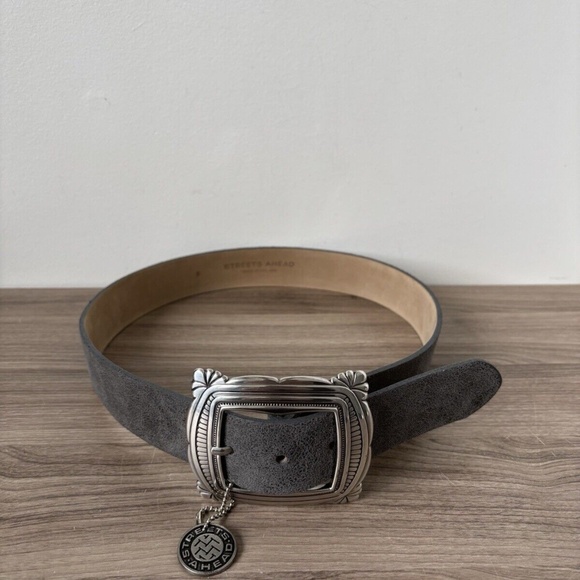 Streets Ahead Belt Grey Leather Buckle Silver Sz Small❤️ - Picture 2 of 7
